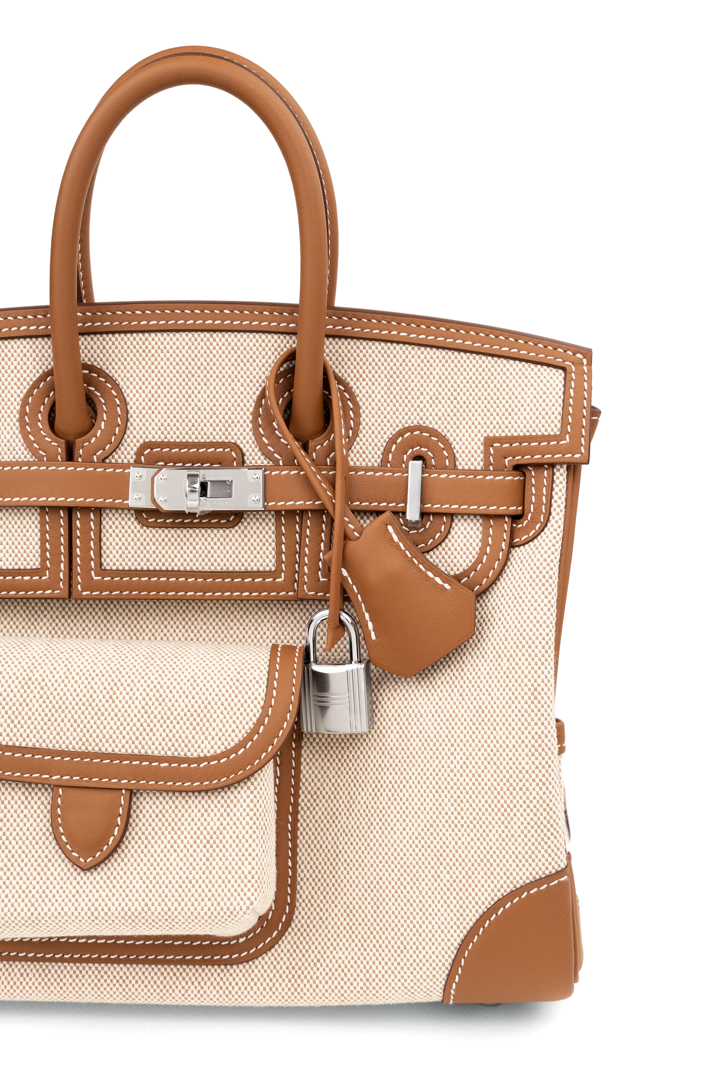 Hermès Birkin 25 Cargo Canvas/Swift Calfskin in Ecru Beige/Gold PHW