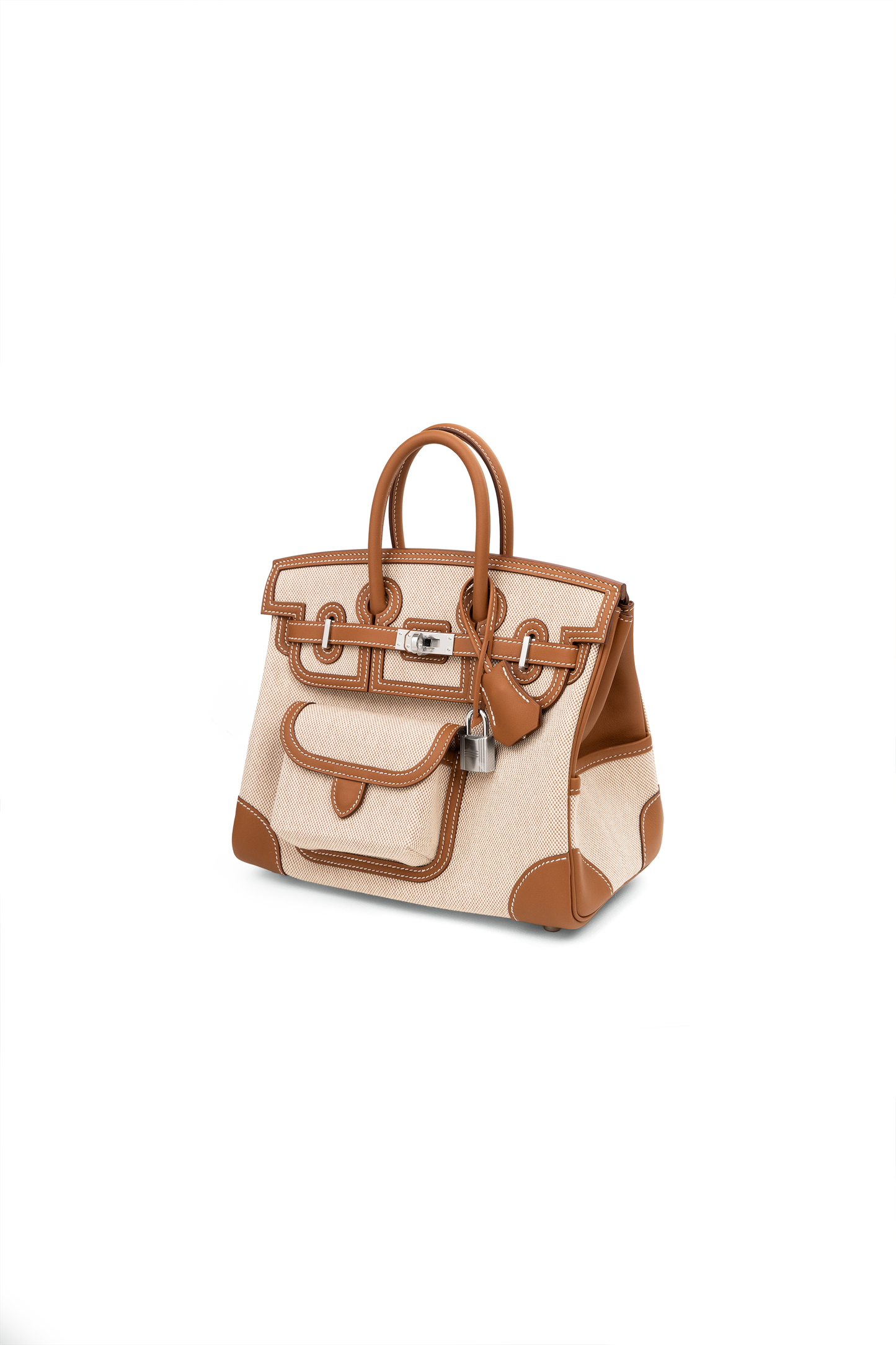 Hermès Birkin 25 Cargo Canvas/Swift Calfskin in Ecru Beige/Gold PHW