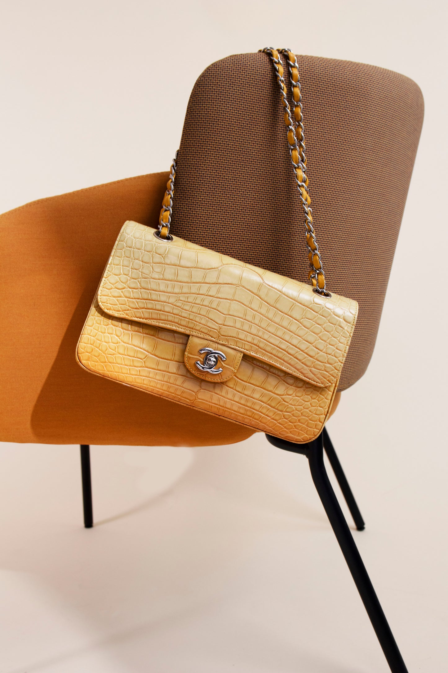 Chanel Medium Crocodile Flap Bag Yellow Ombré