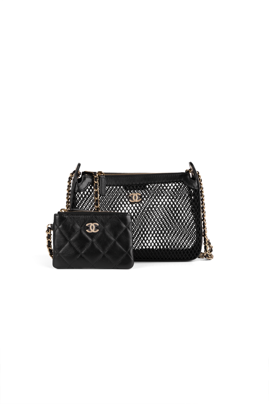 Chanel Black Mesh Clutch with Chain