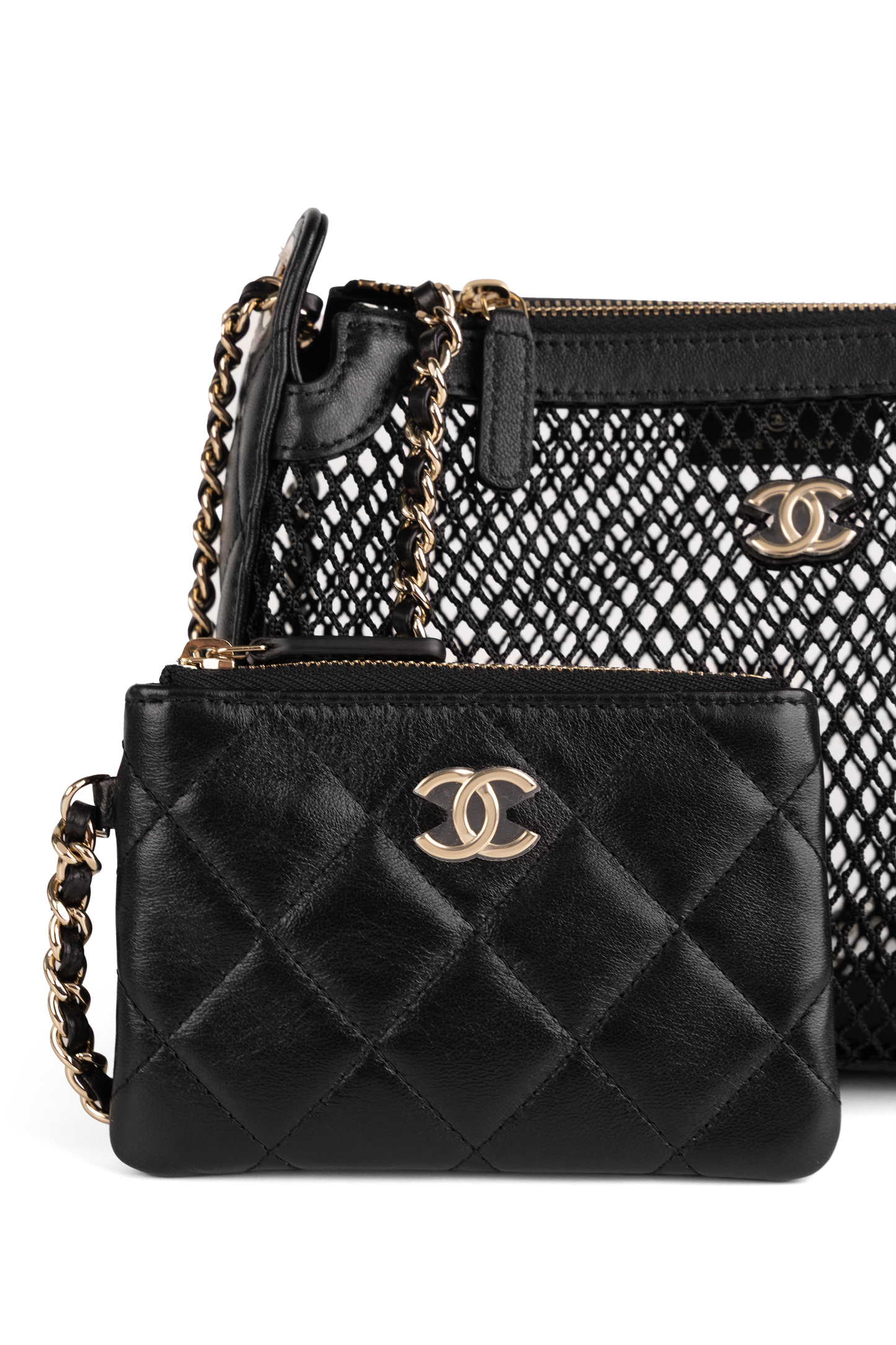Chanel Black Mesh Clutch with Chain