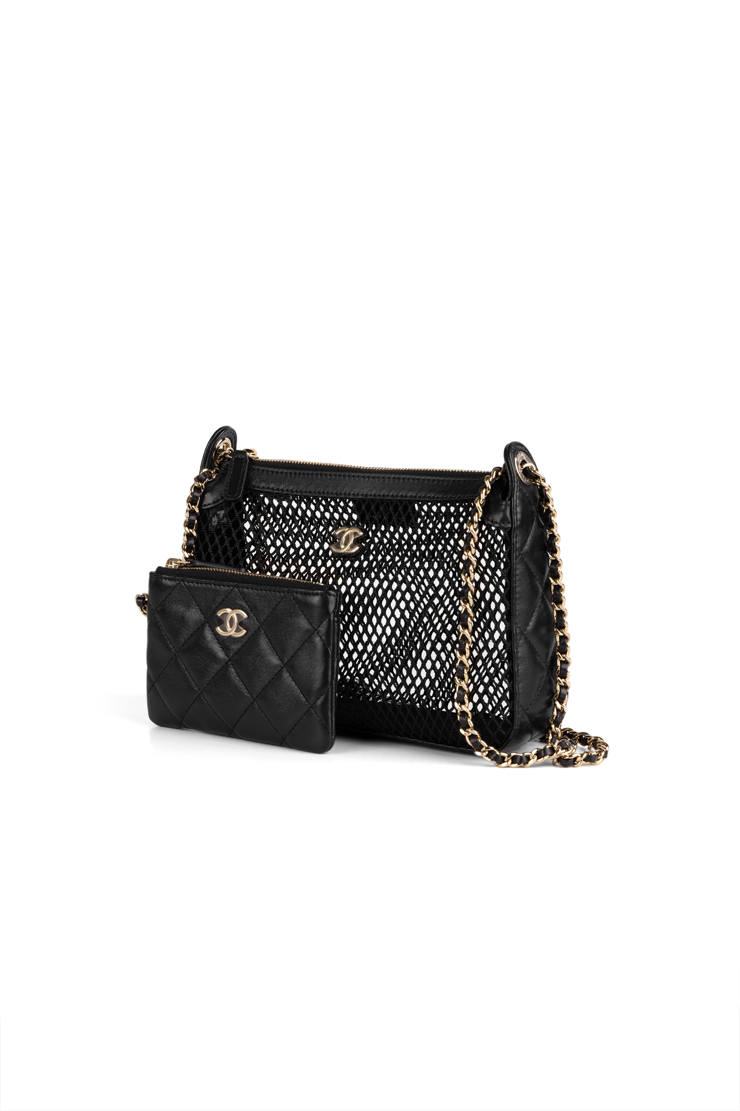 Chanel Black Mesh Clutch with Chain