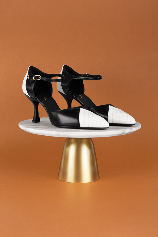Chanel Mary Jane Sandals in Black/White