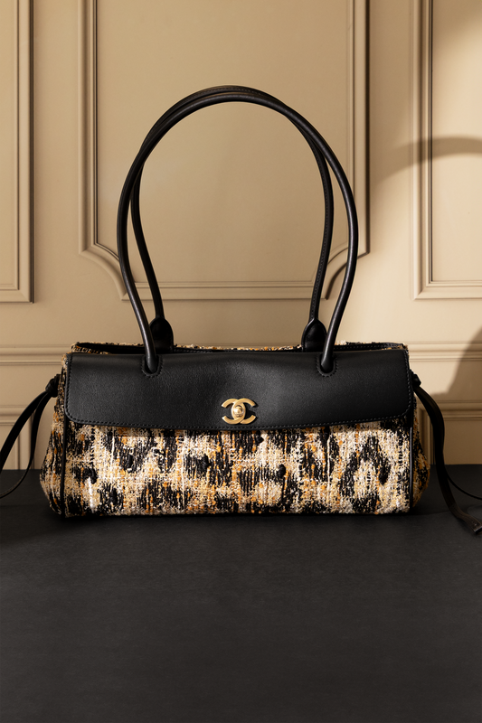 Chanel Small Shopping Bag in Black/Leopard Print