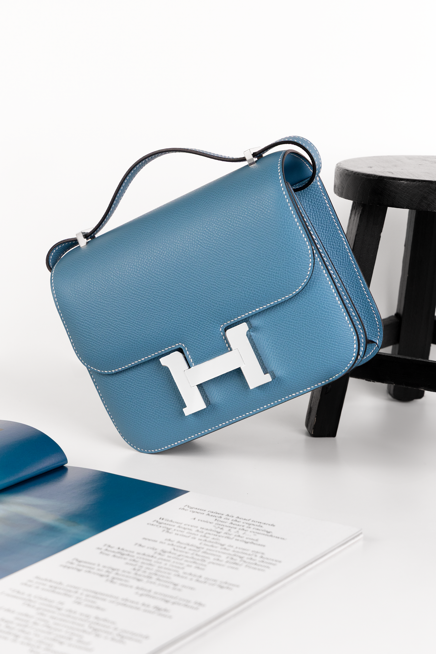 Hermès Constance 18 Epsom in New Blue Jean PHW