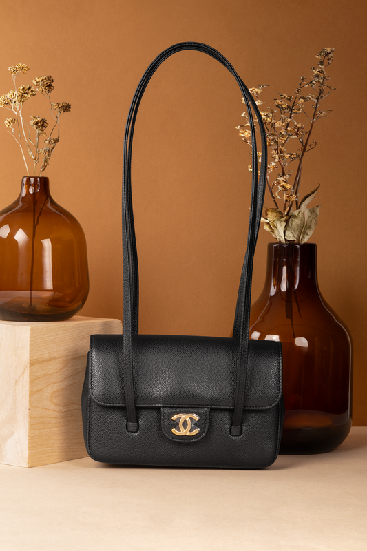 Chanel Mini Caviar Preppy Bag in Black