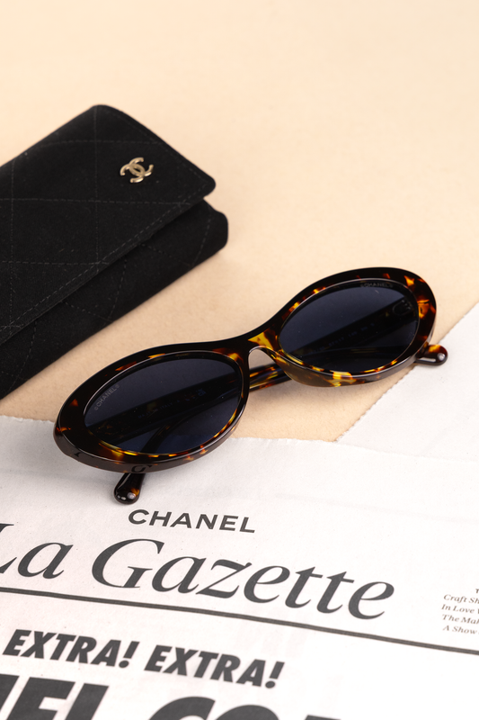 Chanel Oval Sunglasses in Tortoise & Black