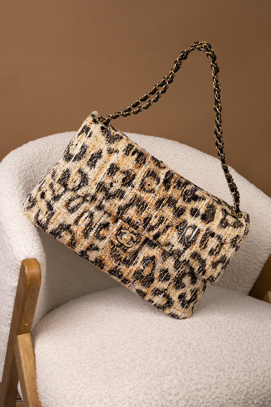 Chanel Tweed Leopard Print Flap Bag