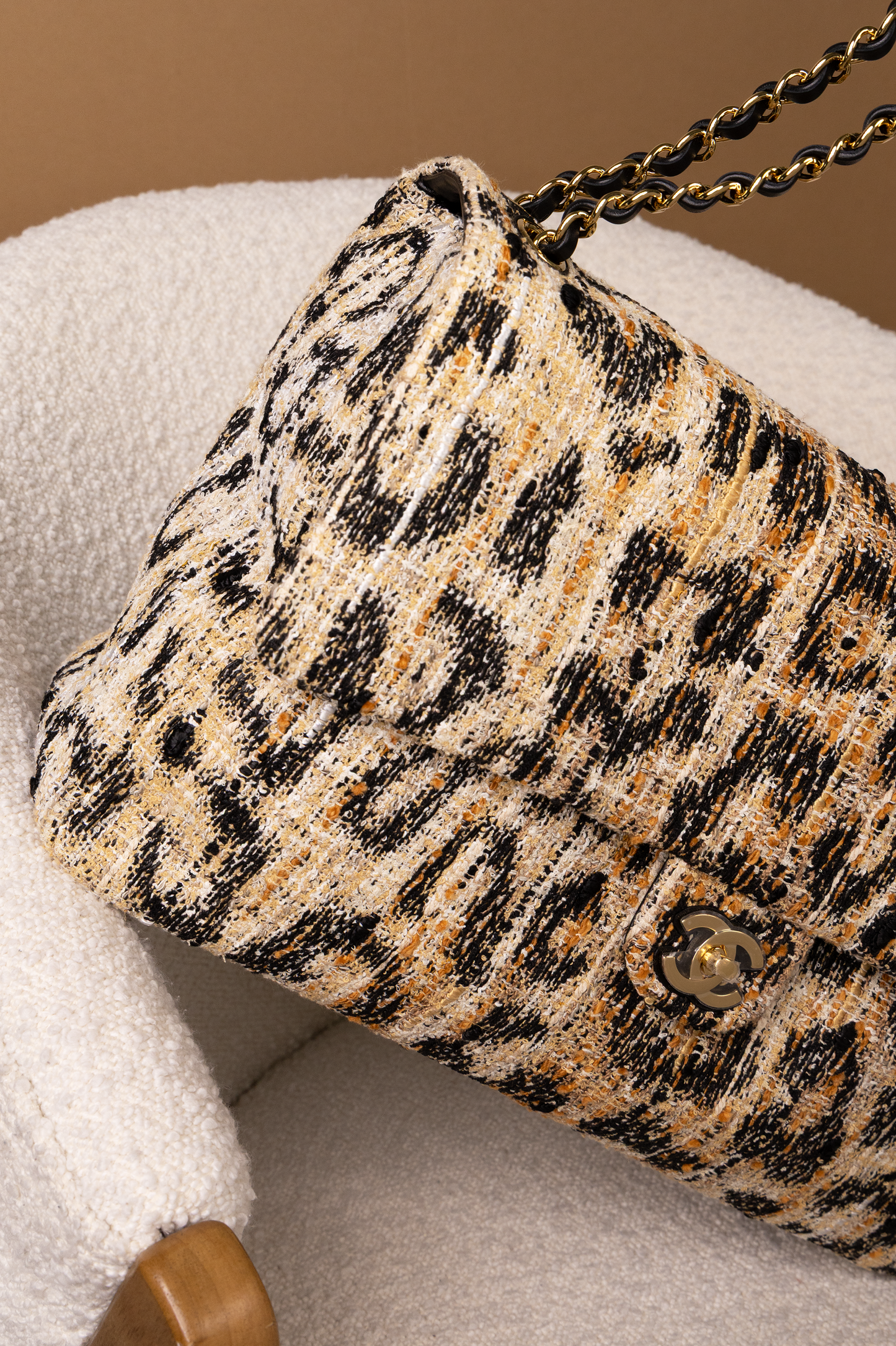 Chanel Tweed Leopard Print Flap Bag