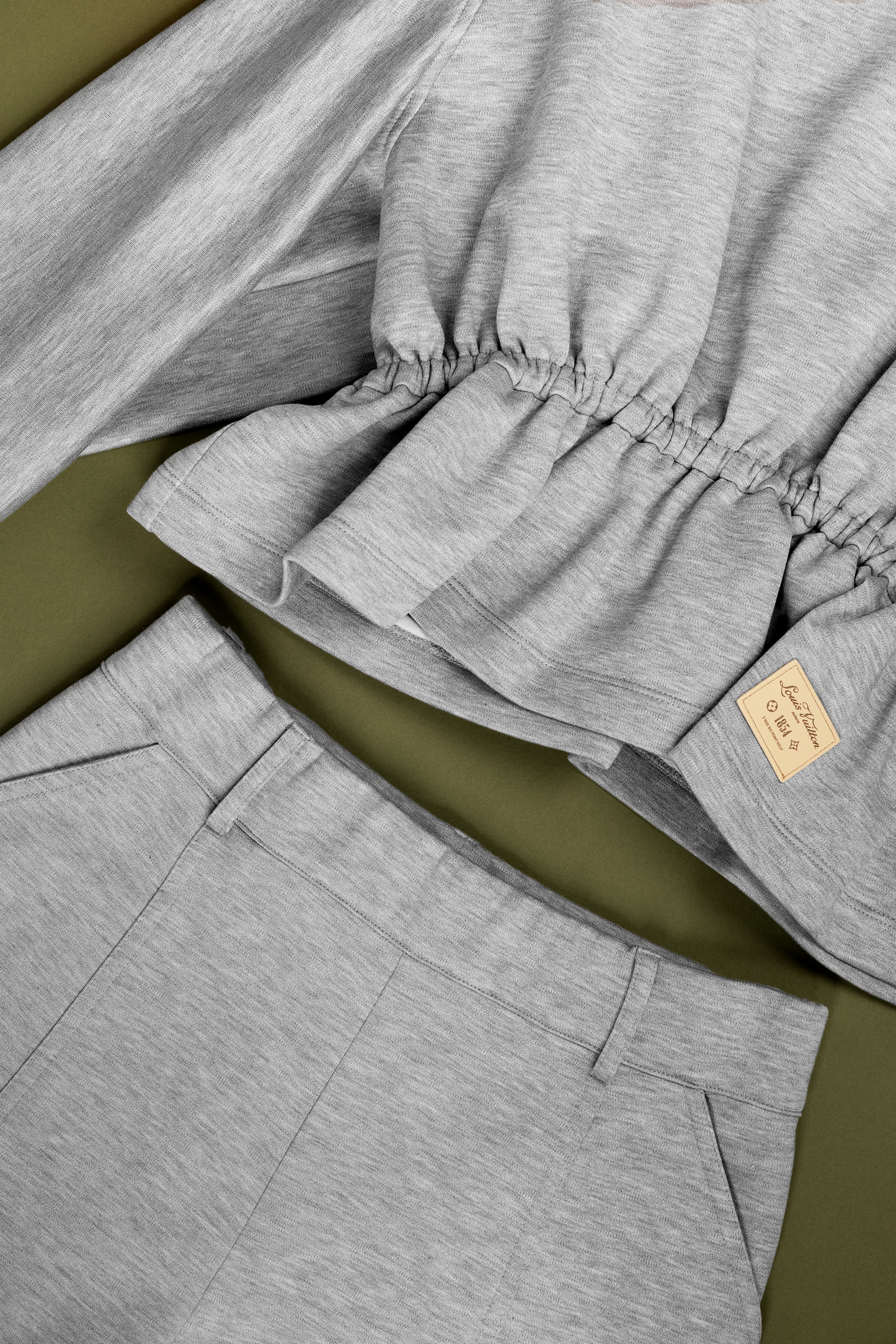 Louis Vuitton Grey Peplum Waist Sweater & Pants