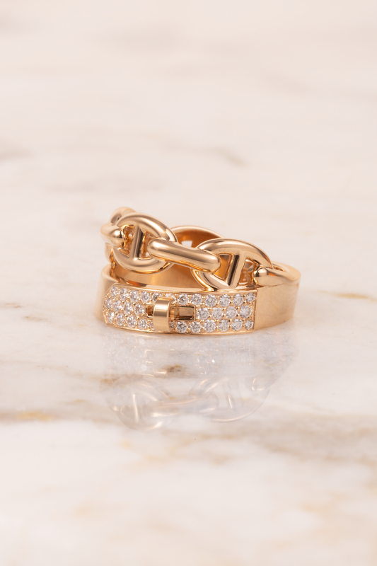 Hermès Kelly Rose Gold Diamond Ring