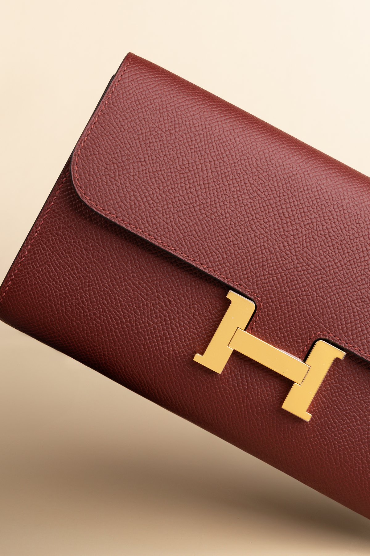 Hermès Constance To Go Wallet in Epsom Rouge H GHW