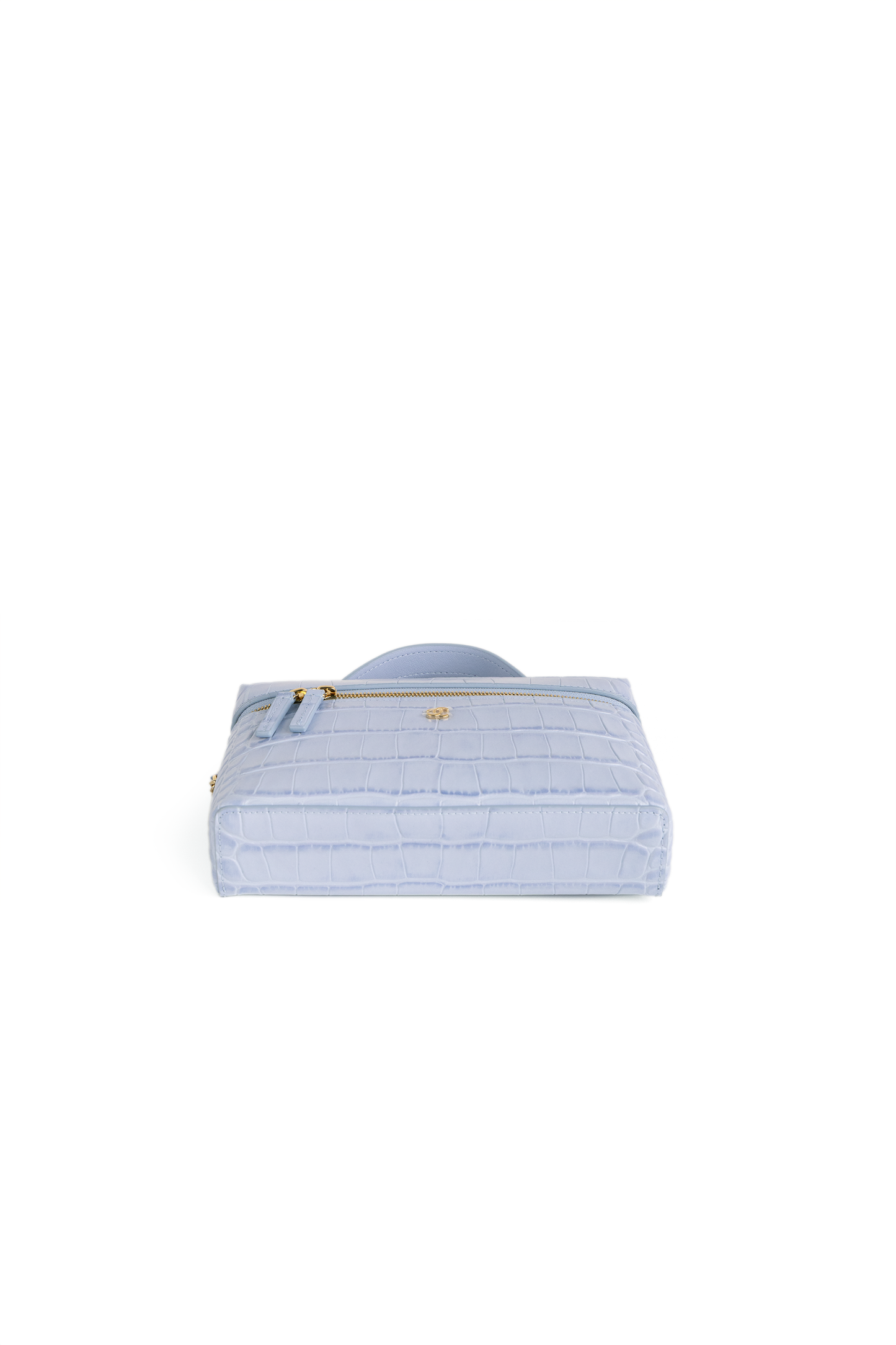 Chanel Light Blue Crocodile Embossed Vanity Case with Chain
