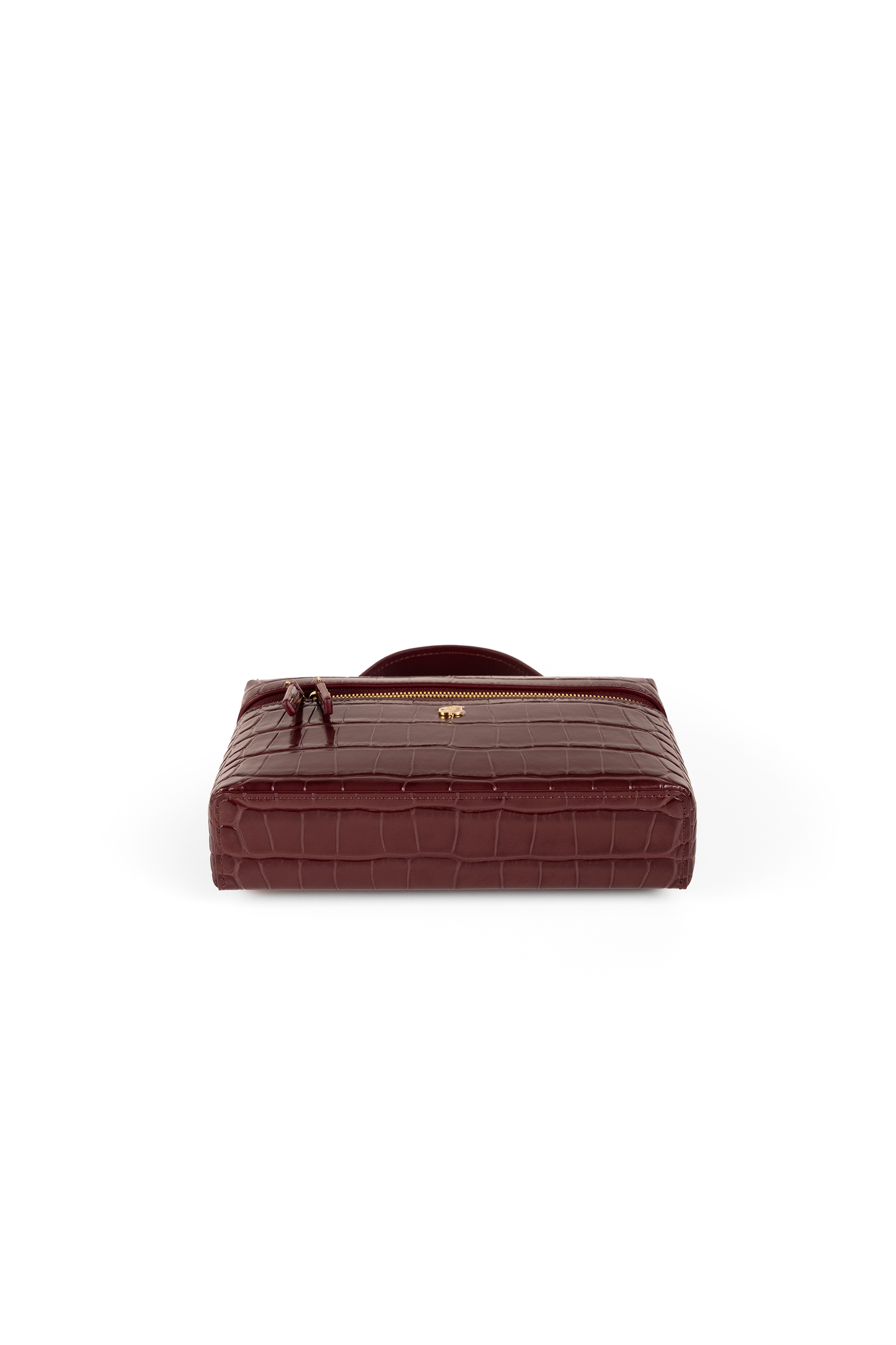 Chanel Burgundy Crocodile Embossed Vanity Case with Chain