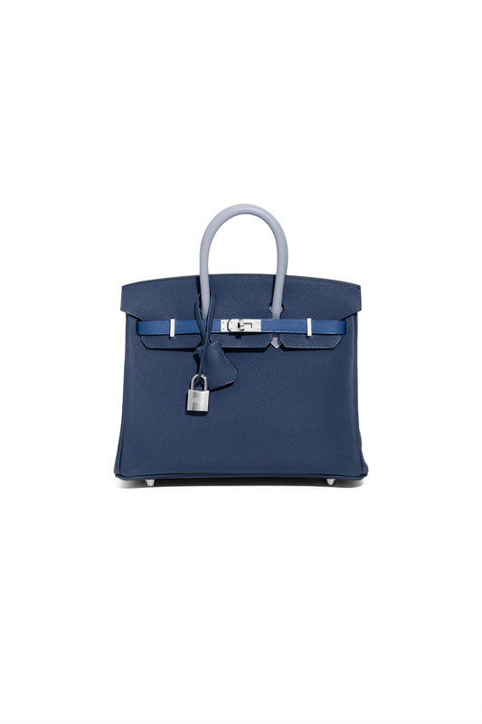 Hermès Birkin 25 Epsom Tricolor in Deep Blue/Blue Hydra/Gris Pantin PHW