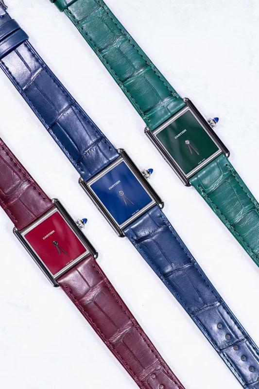 Cartier Tank Must Limited Edition Large Model Watch Bordeaux/Blue/Green