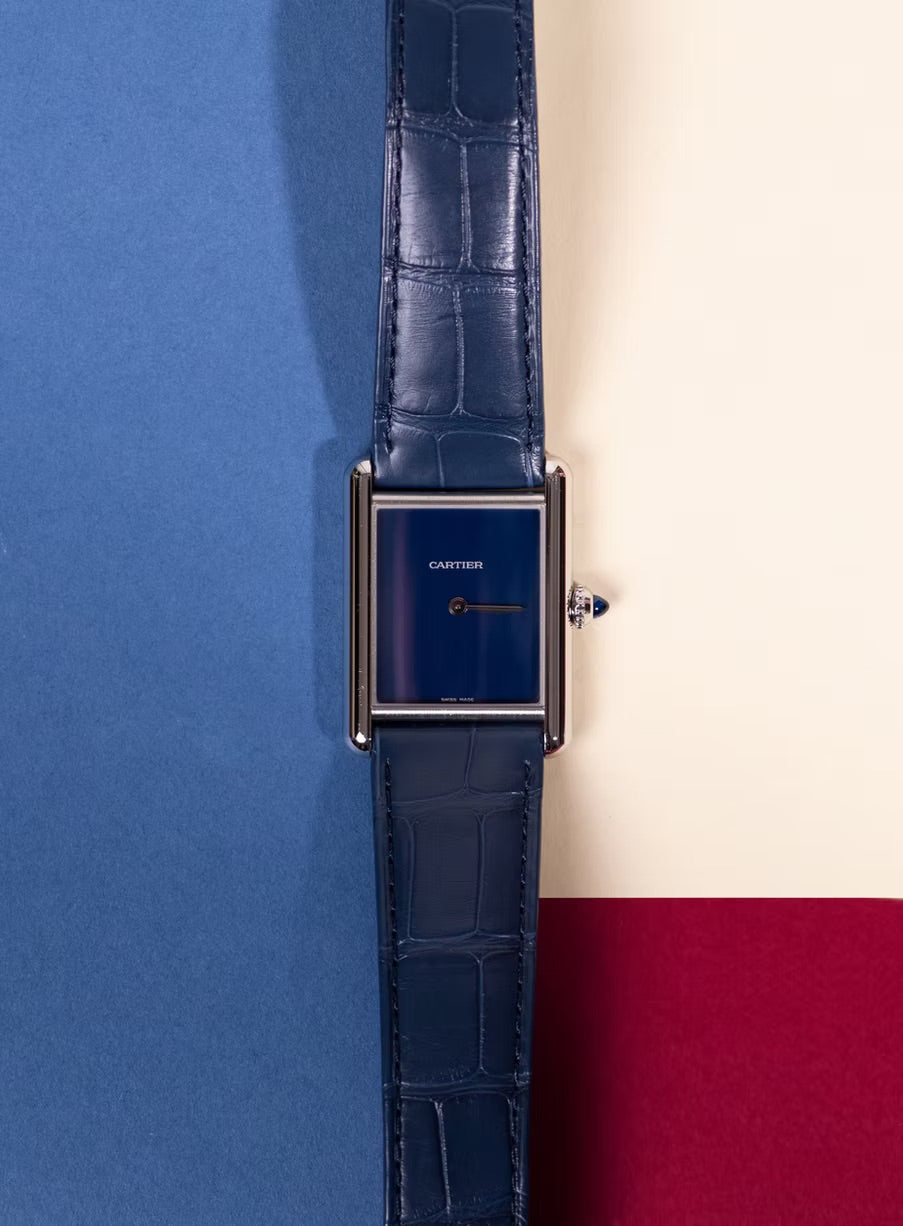 Cartier Alligator 25mm Tank Must De Cartier Watches in Blue & Burgundy