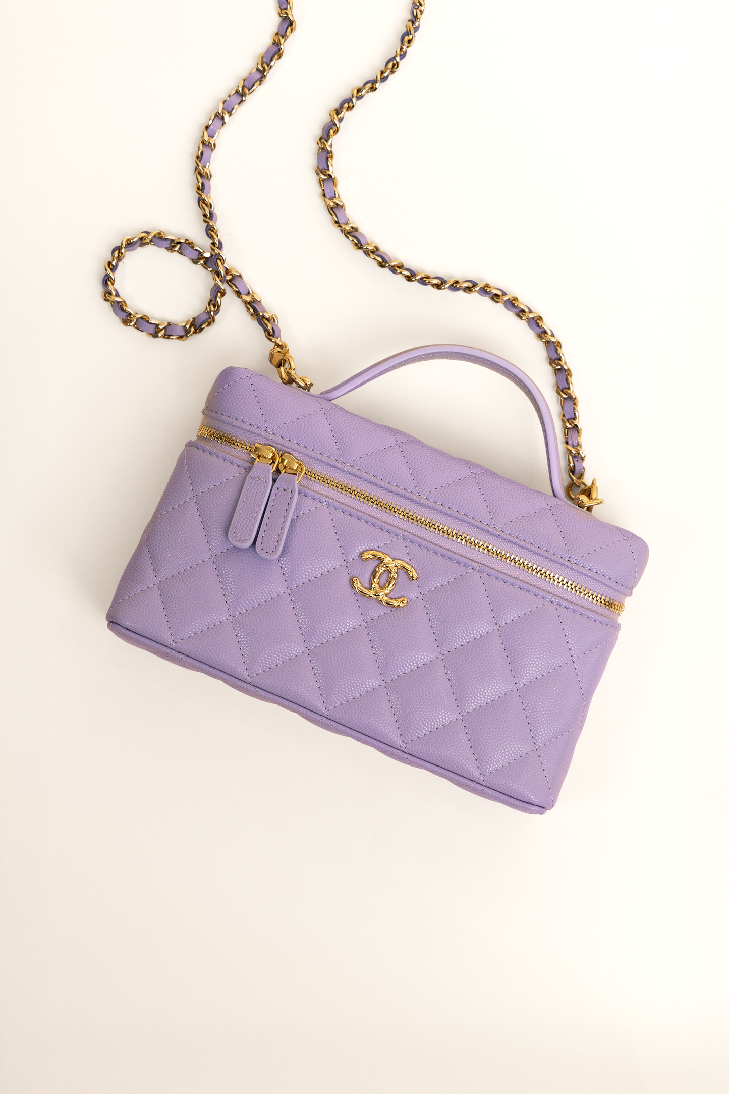 Chanel Vanity Case with Chain in Light Purple