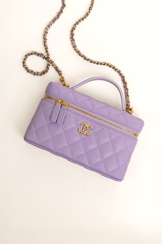 Chanel Vanity Case with Chain in Light Purple