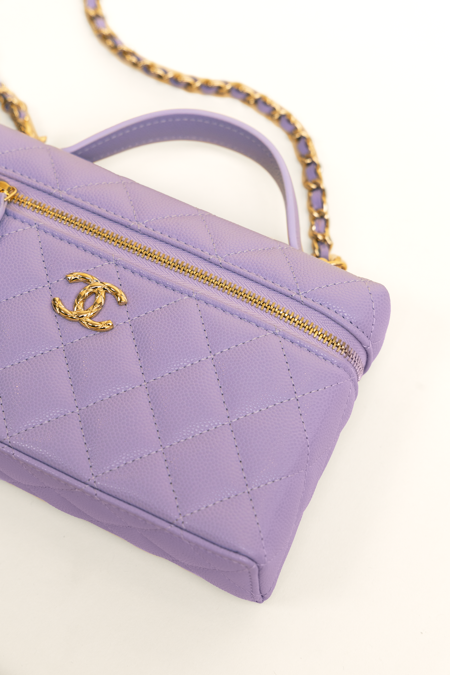 Chanel Vanity Case with Chain in Light Purple