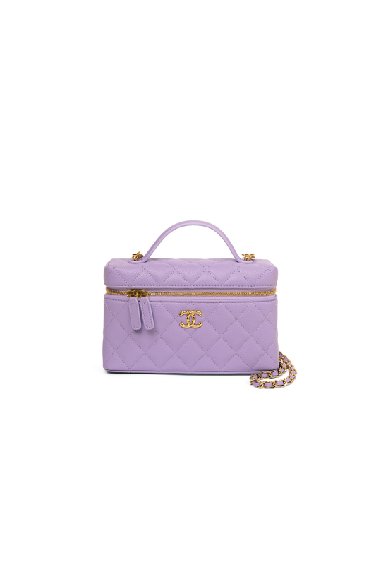 Chanel Vanity Case with Chain in Light Purple