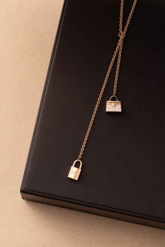 Hermès Amulettes Kelly Long Necklace in Rose Gold Diamond