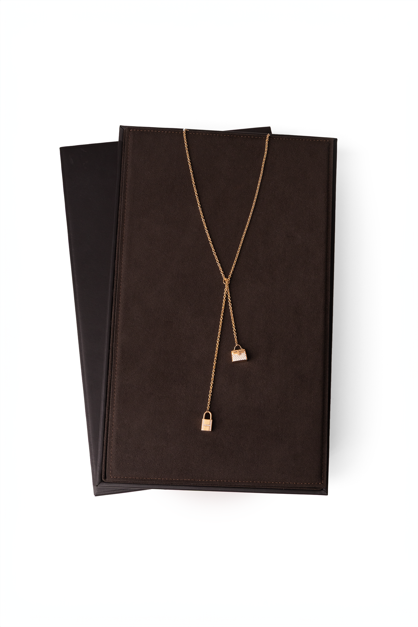 Hermès Amulettes Kelly Long Necklace in Rose Gold Diamond