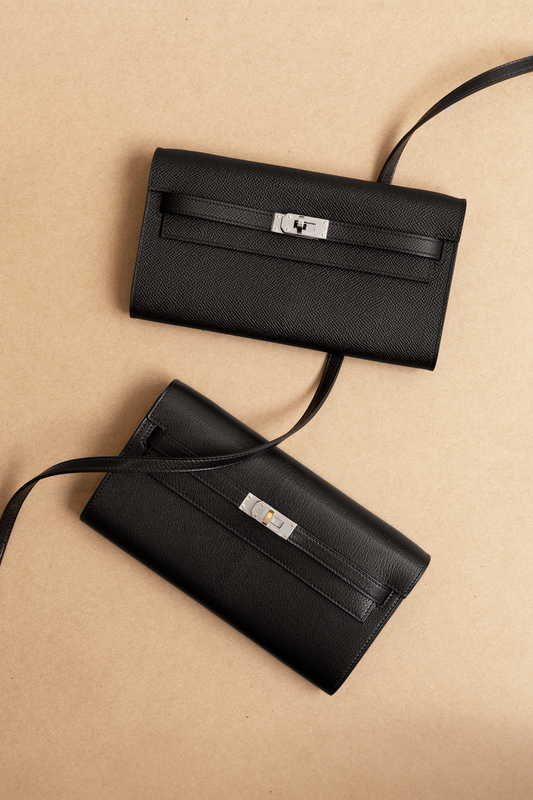 Hermès Kelly Wallet To Go in Epsom Black PHW & Chevre Mysore Electric Hardware