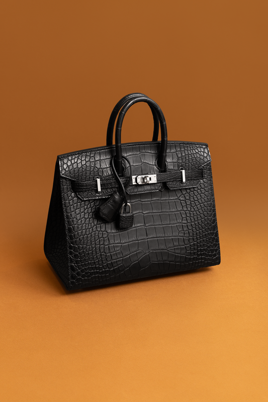 Hermès Birkin 25 Matte Alligator in Black PHW