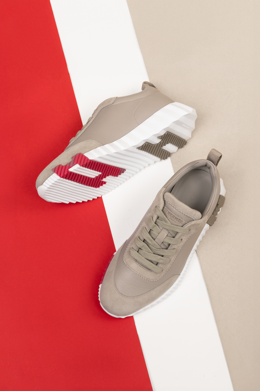 Hermès Suede Goatskin Bouncing Sneaker in Beige Galet
