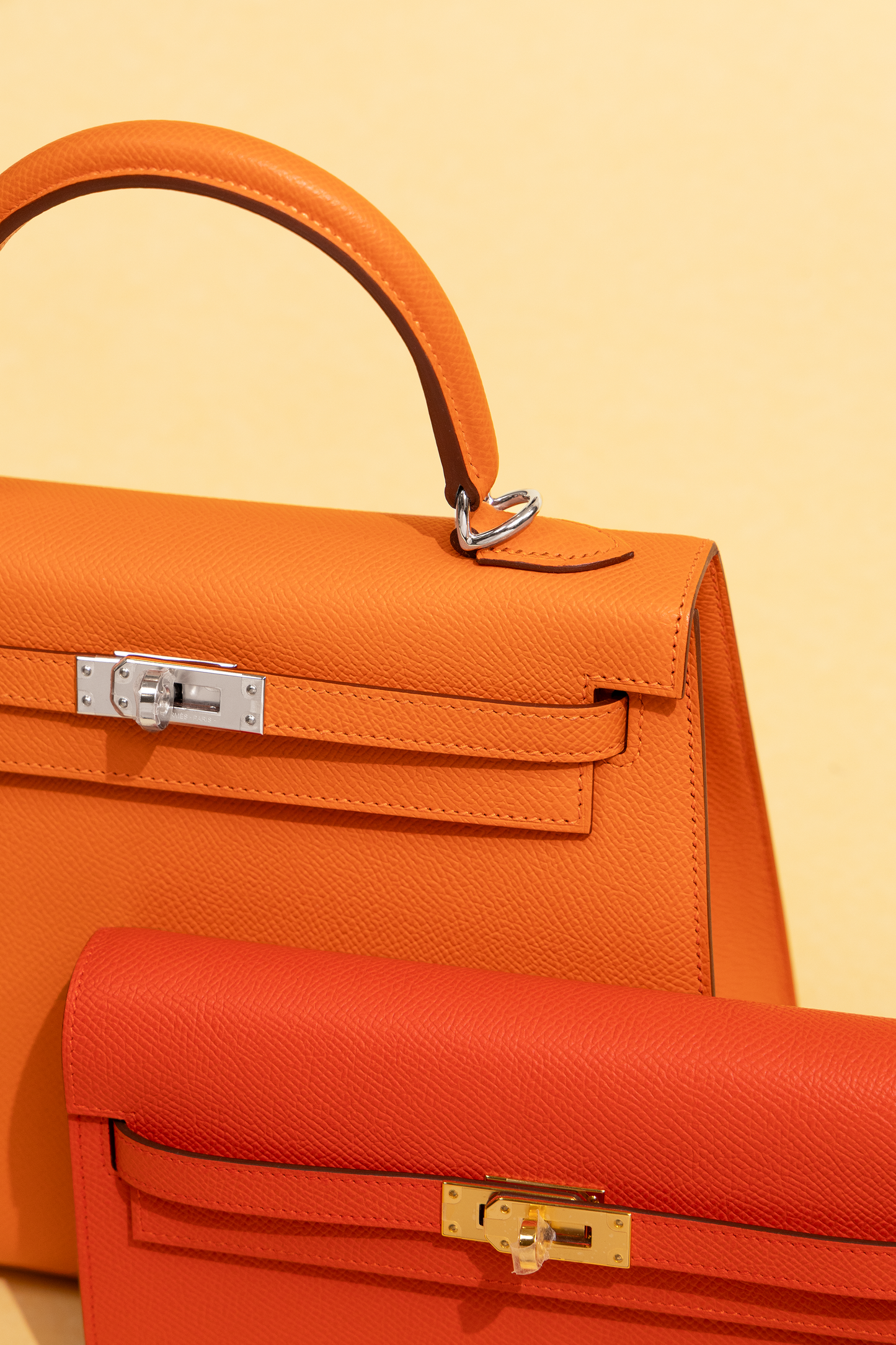 Hermès Kelly 25 Epsom Orange PHW & Hermès Kelly Wallet To Go Epsom in Capucine GHW