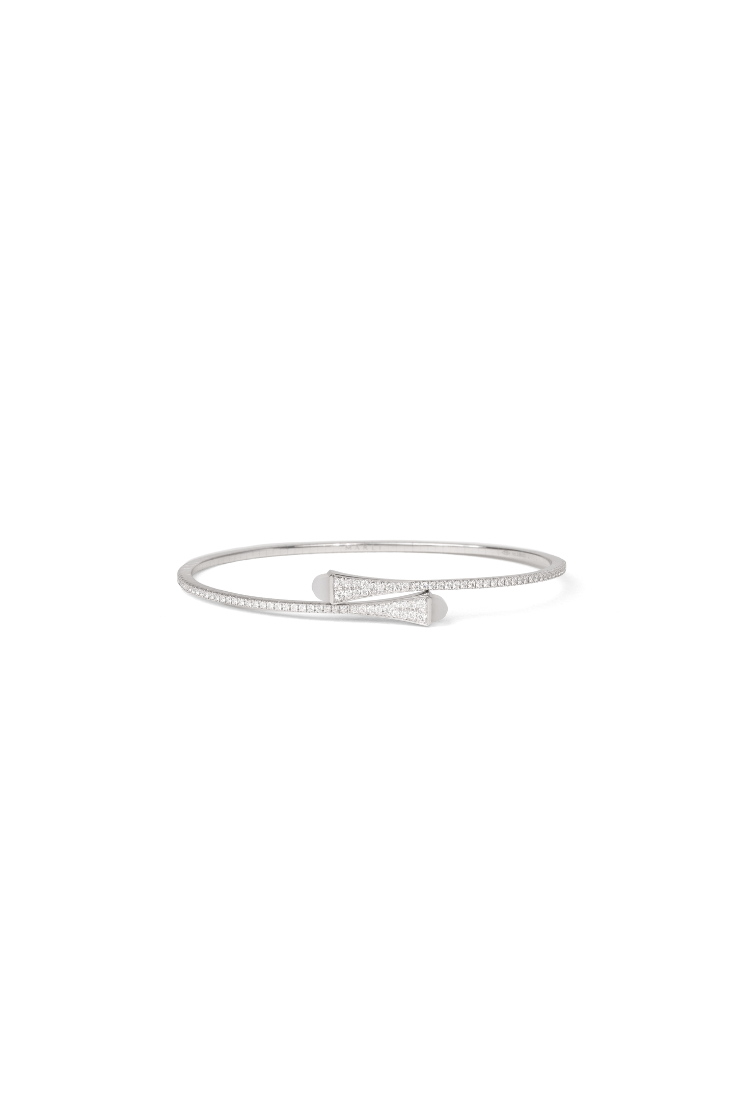 Marli Cleo White Gold Diamond/White Moon Stone Slim Slip-On Bracelet
