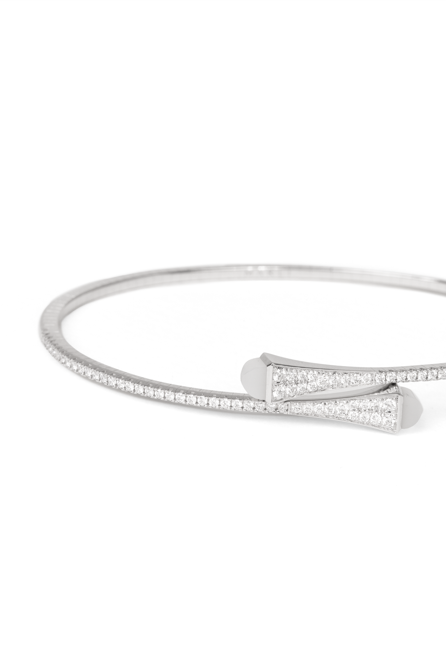 Marli Cleo White Gold Diamond/White Moon Stone Slim Slip-On Bracelet