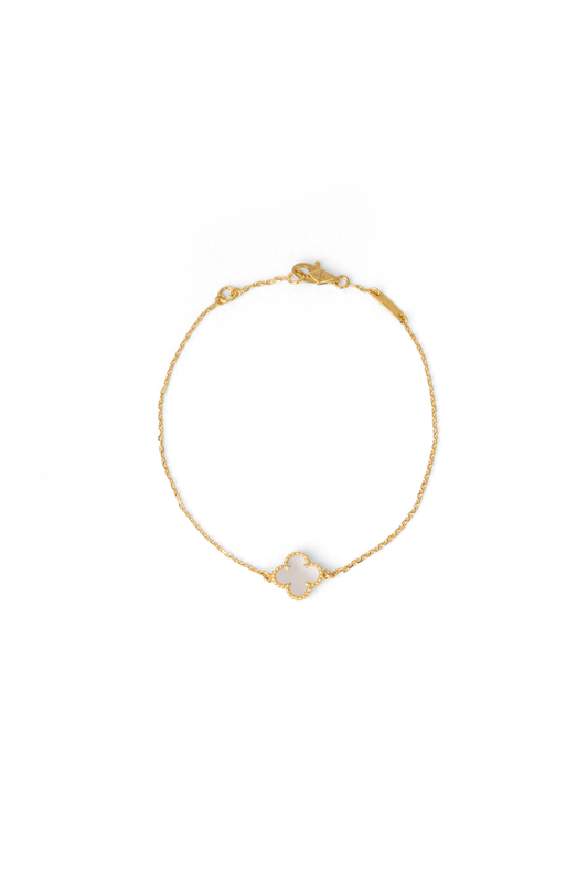 Van Cleef & Arpels Sweet Alhambra Bracelet in Yellow Gold/White Mother-of-Pearl