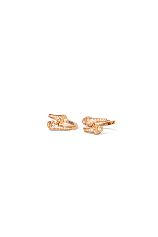 Marli Cleo Rose Gold Full Diamond Huggie Earrings