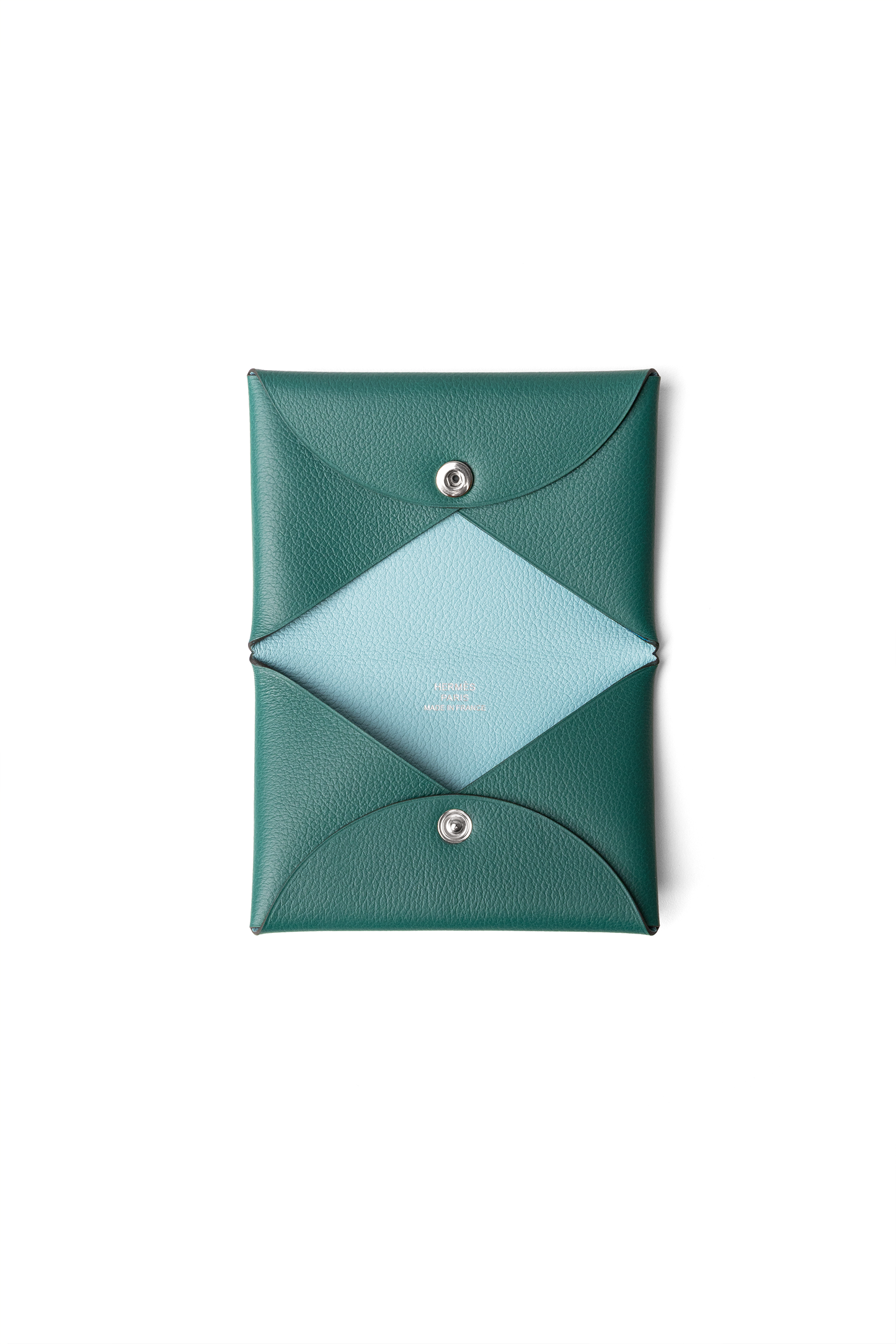 Hermès Calvi Card Holder in Vert Bosphore