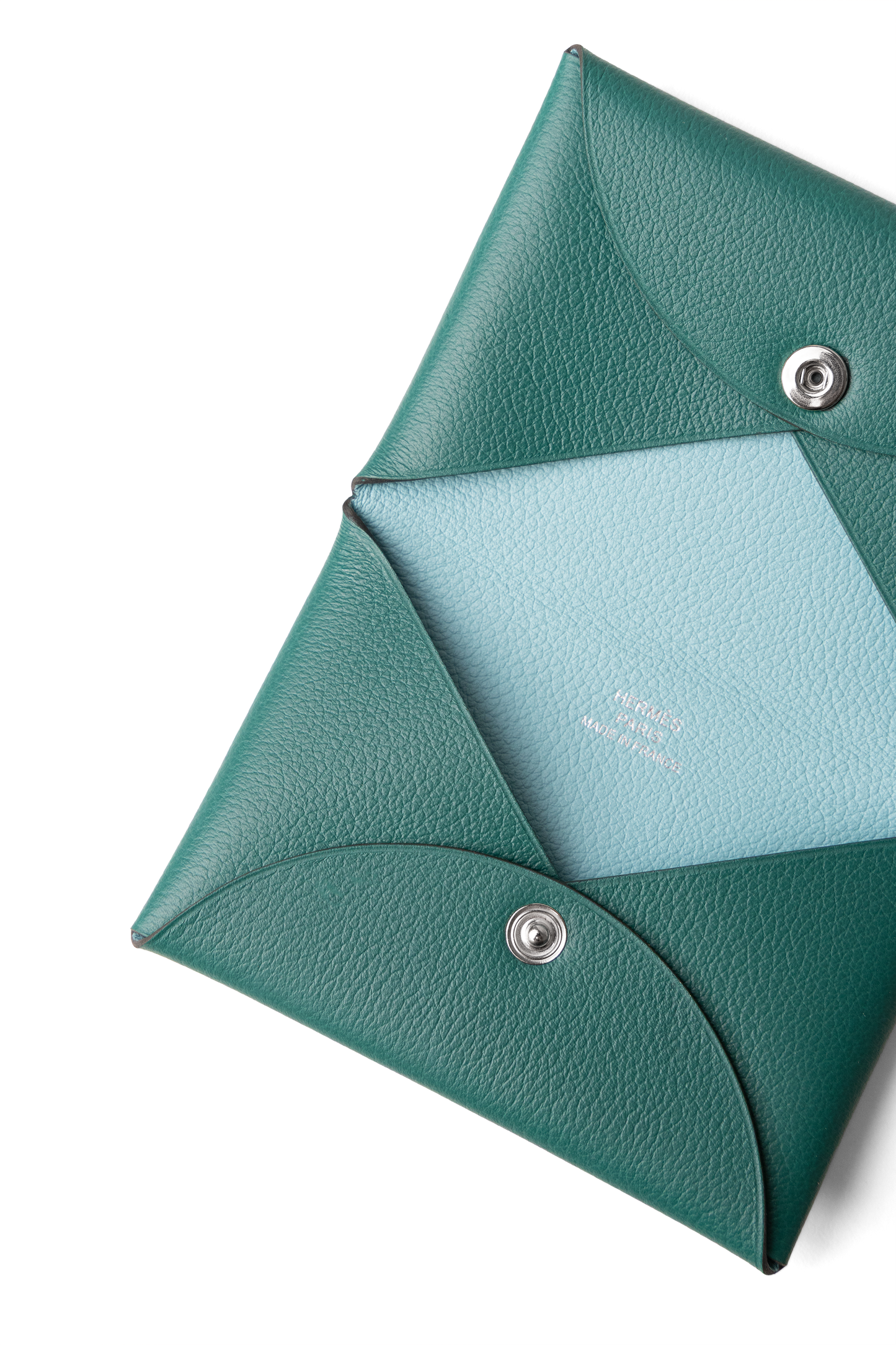 Hermès Calvi Card Holder in Vert Bosphore
