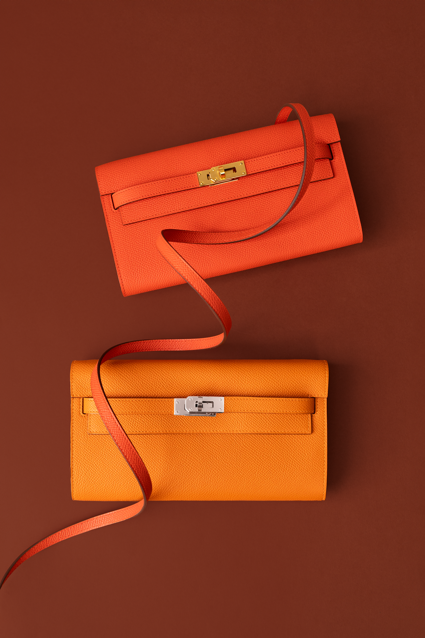 Hermès Kelly Wallet To Go Epsom in Capucine GHW & Orange PHW