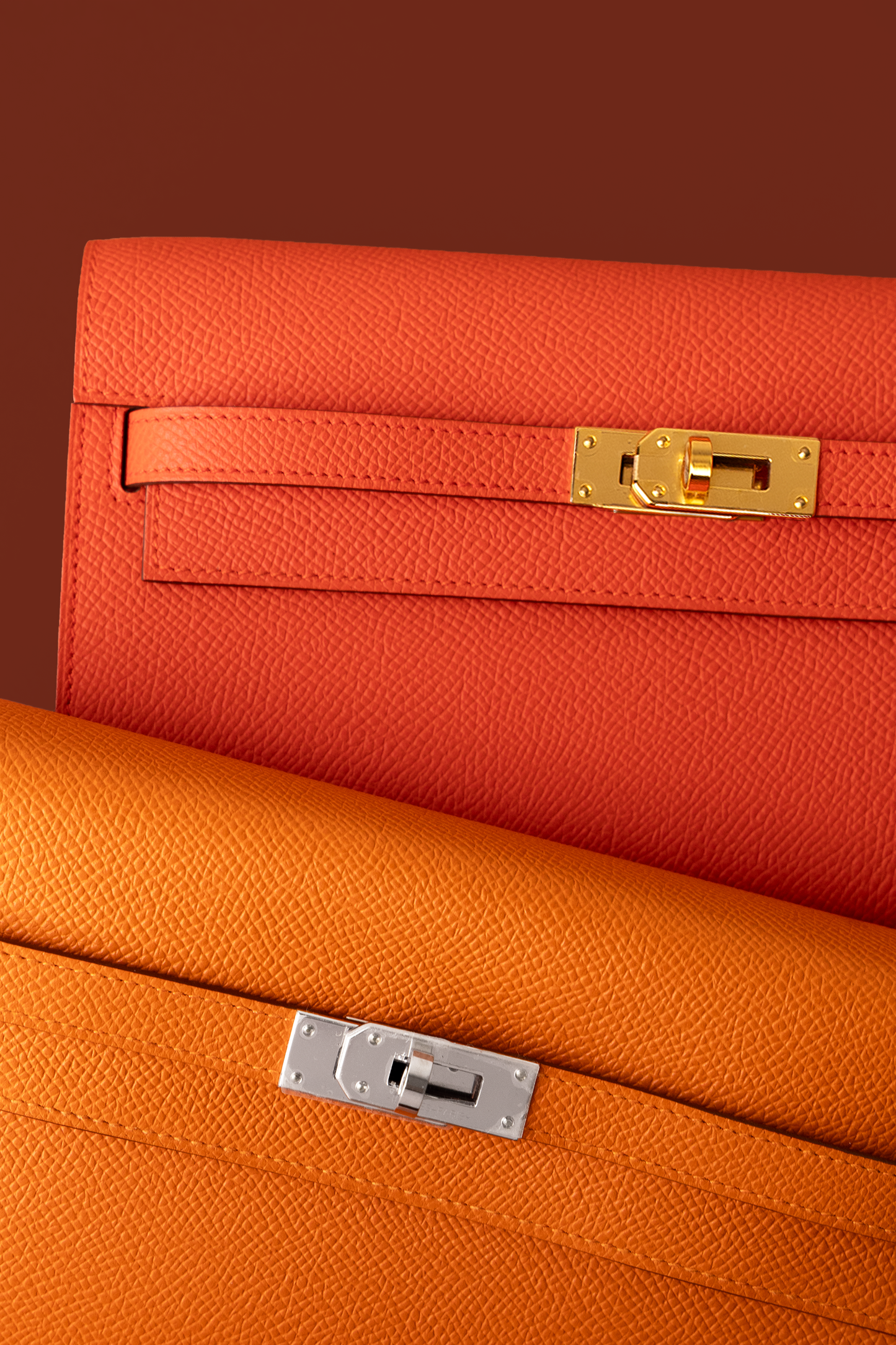 Hermès Kelly Wallet To Go Epsom in Capucine GHW & Orange PHW