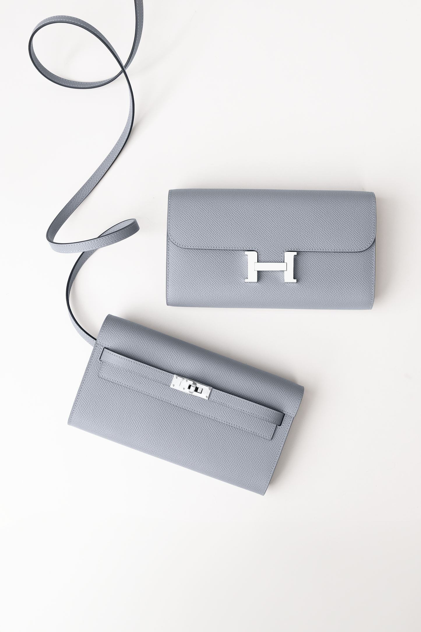 Hermès Constance Wallet To Go Epsom & Kelly Wallet To Go Epsom in Gris Pantin PHW