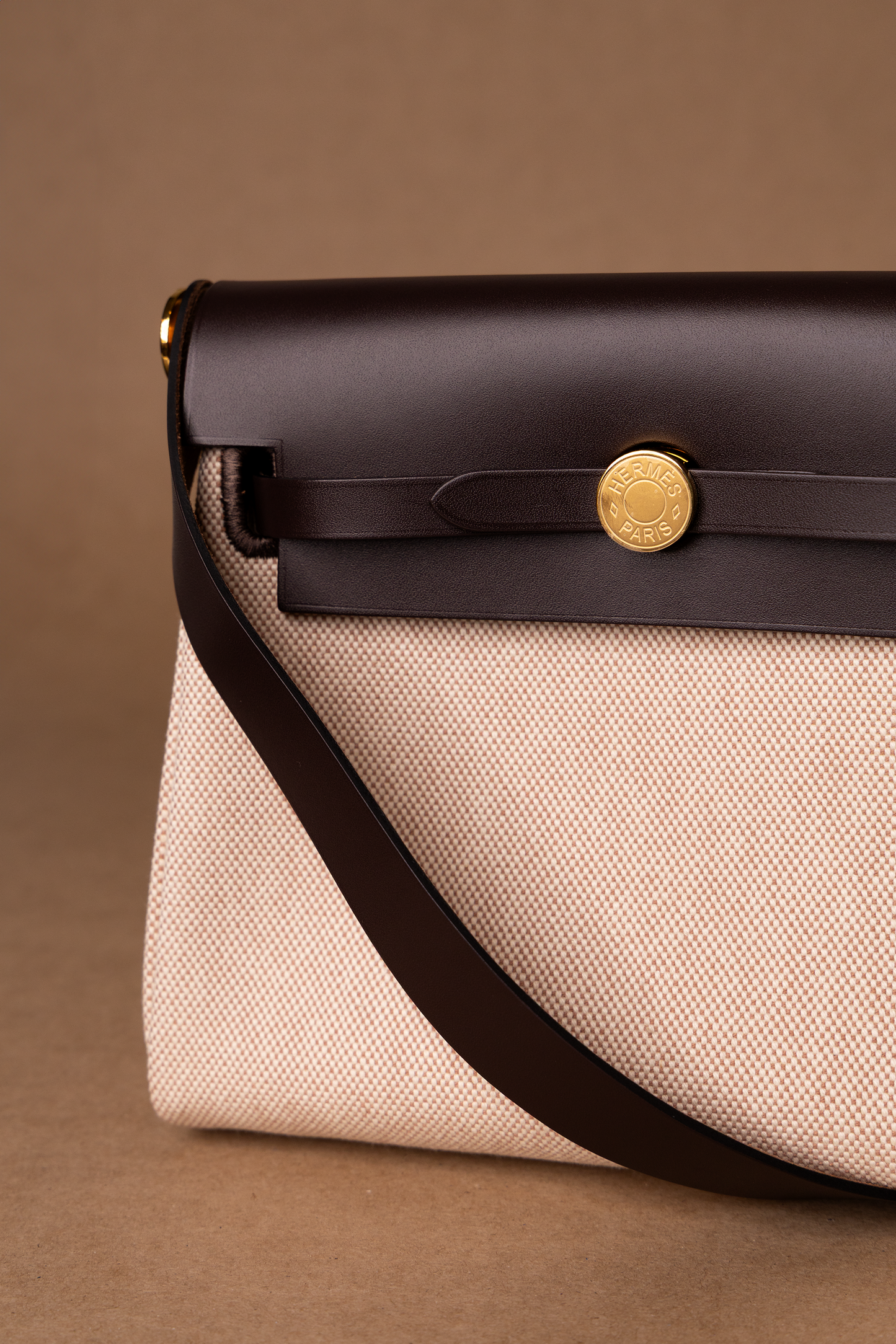 Hermès Mini Herbag in Ebene/Ecru GHW