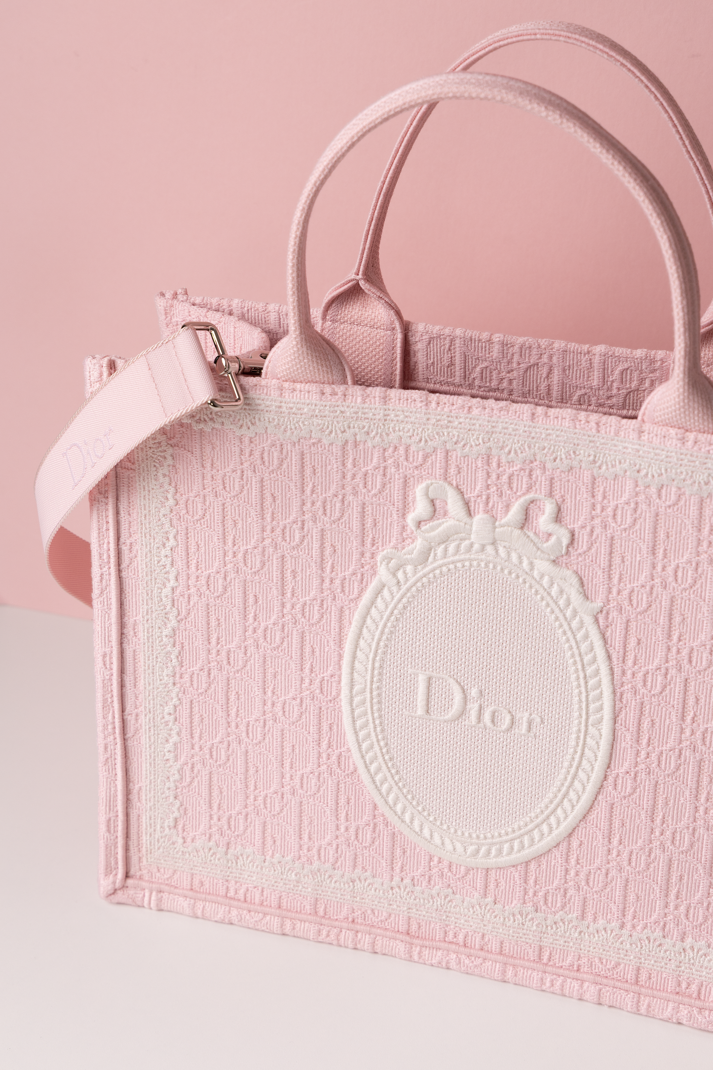 Dior Book Tote in Pink/White