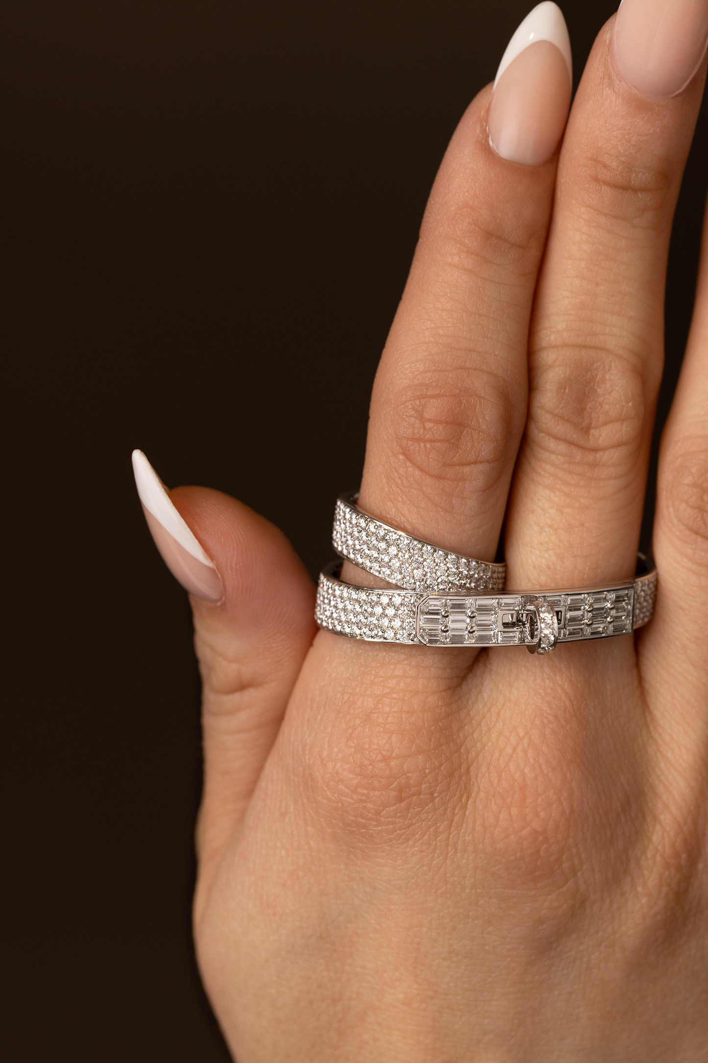 Hermès Kelly Gavroche Double White Gold Diamond Ring