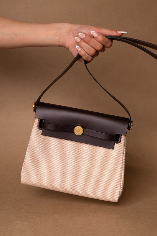 Hermès Mini Herbag in Ebene/Ecru GHW