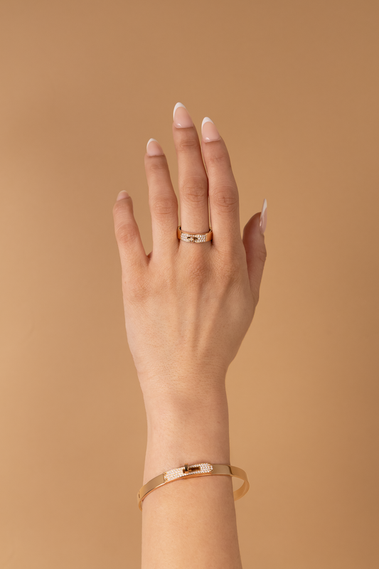 Hermès Rose Gold Diamond Kelly Lock Bracelet & Ring