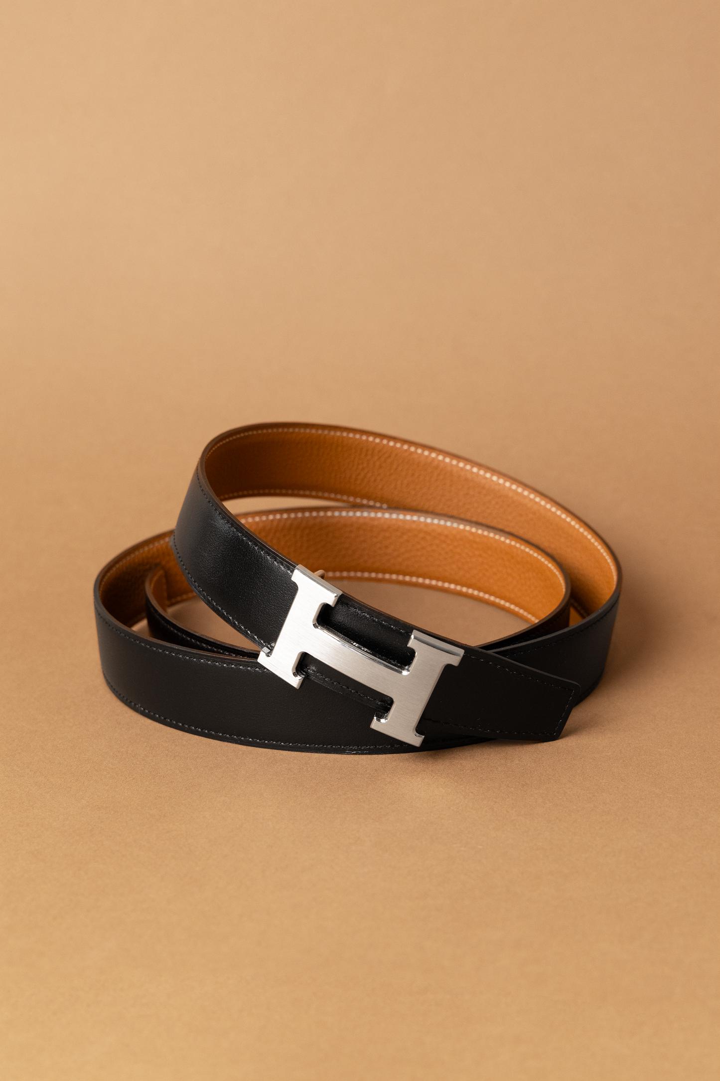Hermès 'H' Black Leather Belt