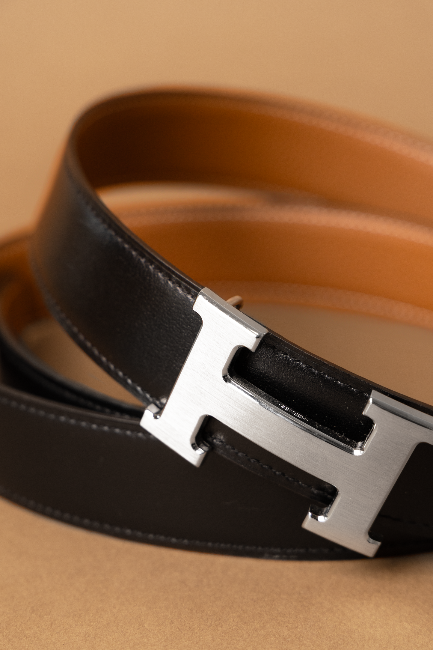 Hermès 'H' Black Leather Belt