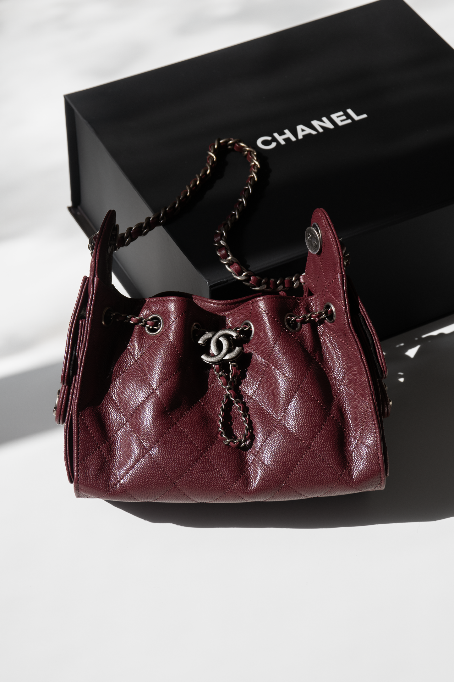Chanel Mini Hobo Bag in Burgundy