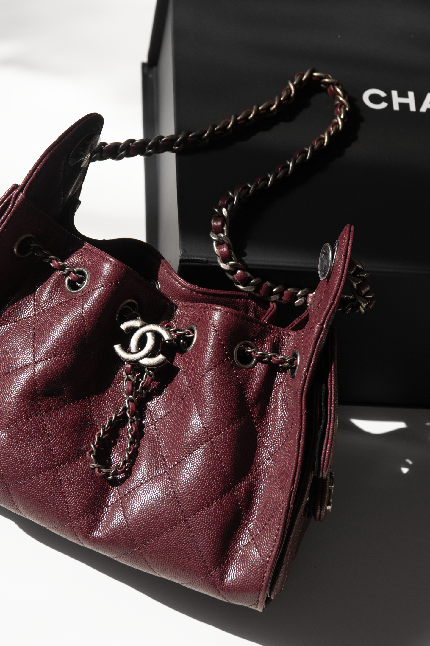 Chanel Mini Hobo Bag in Burgundy