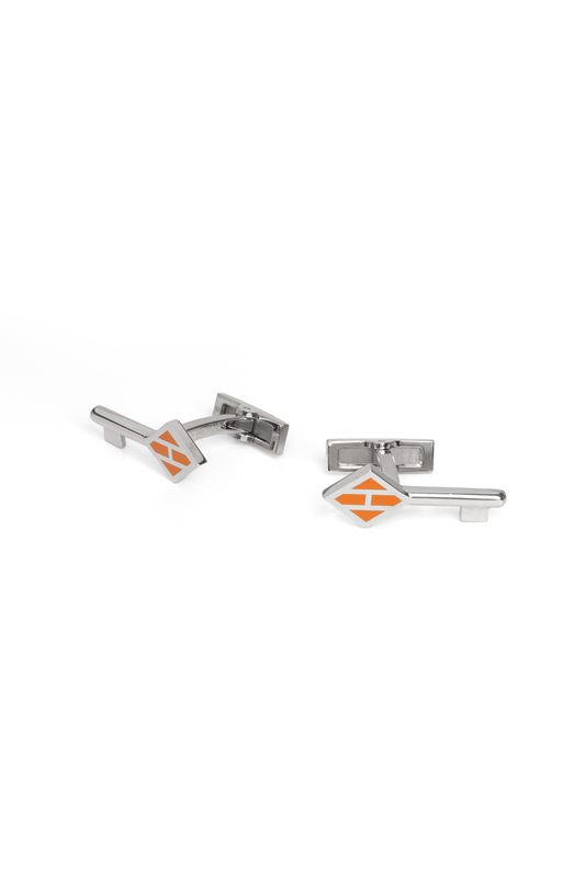 Hermès Cle H Orange Cufflinks